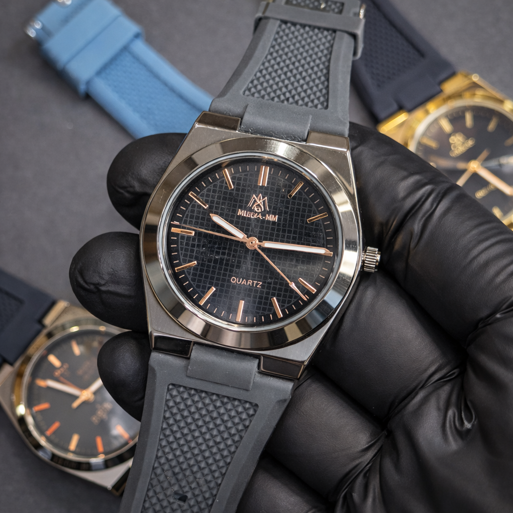 Luxury Black Strap Watch with Shiny Black Dial – Elegant & Premium Look